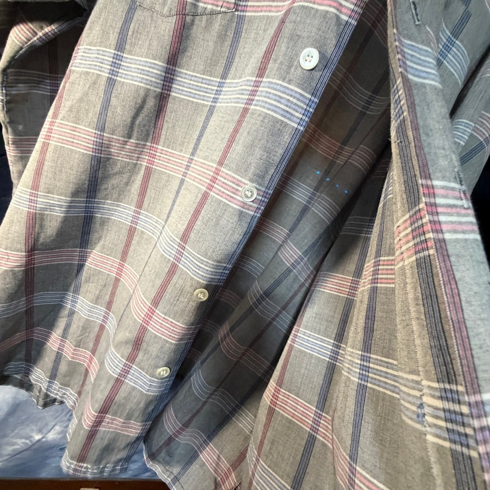 Sovereign Mens 3XLT Grey Plaid Short Sleeve Button Down Shirt Made USA Vintage - Picture 4 of 4